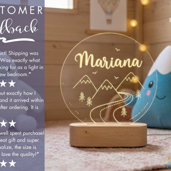 Mountain Name LED Light – Personalized Cloud Decor for Kids - Picture 7 of 8
